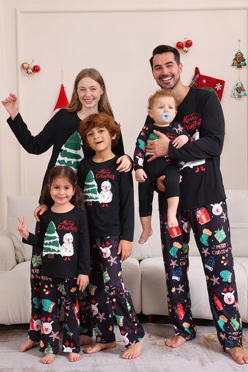Black Merry Christmas Family Pajama Set